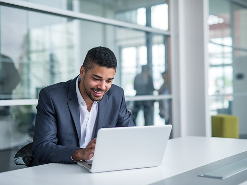 Employee working on a laptop