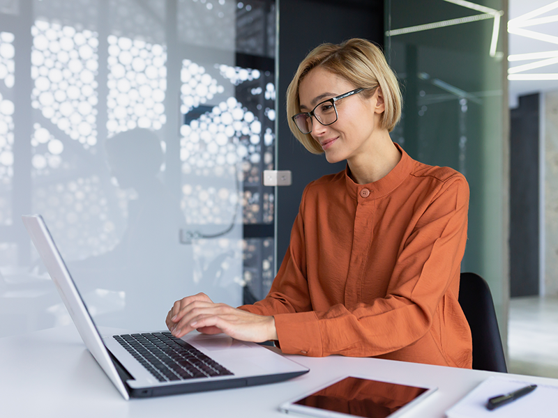 Businessperson working on a computer