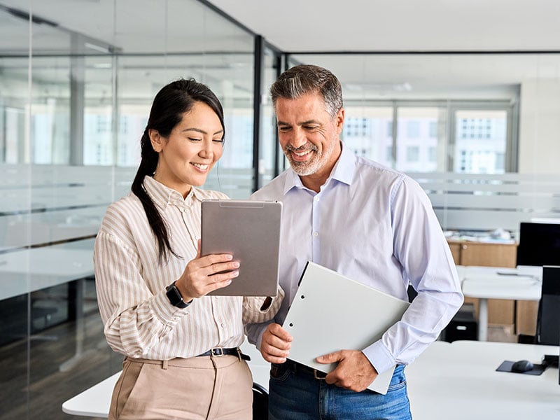 Business woman presenting to a client