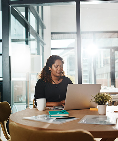 an employee working in a shared office space