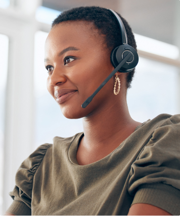 Customer Contact Employee with Headset on