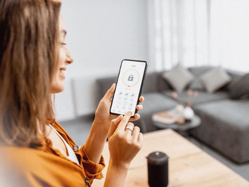Featured image: Woman using a smart home security app to protect her home - Read full post: Customer Experience Strategy